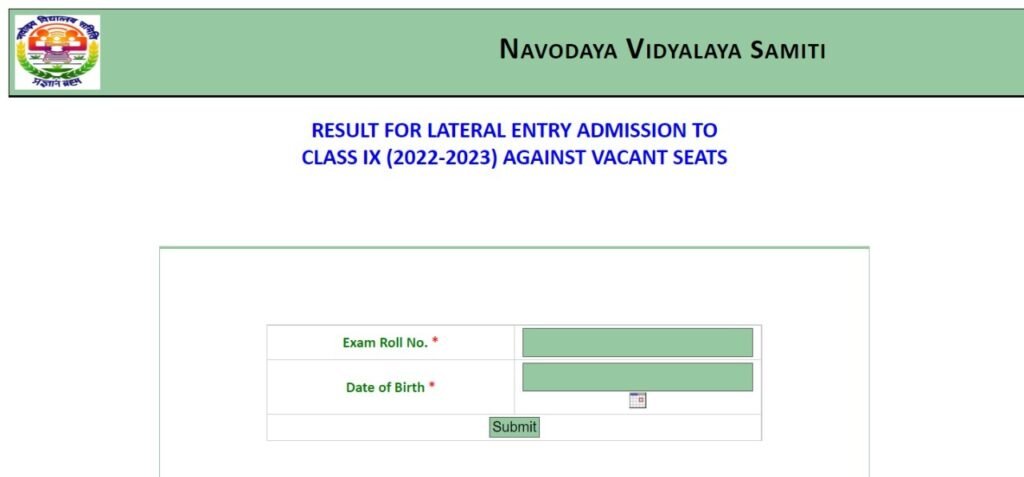 Navodaya Vidyalaya 2022-23 Exam Result